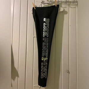 Vs pink rhinestone bling and shine dark grey leggings-medium EUC